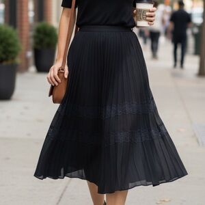 Reiss | Black Pleated Chelsea Midi Skirt